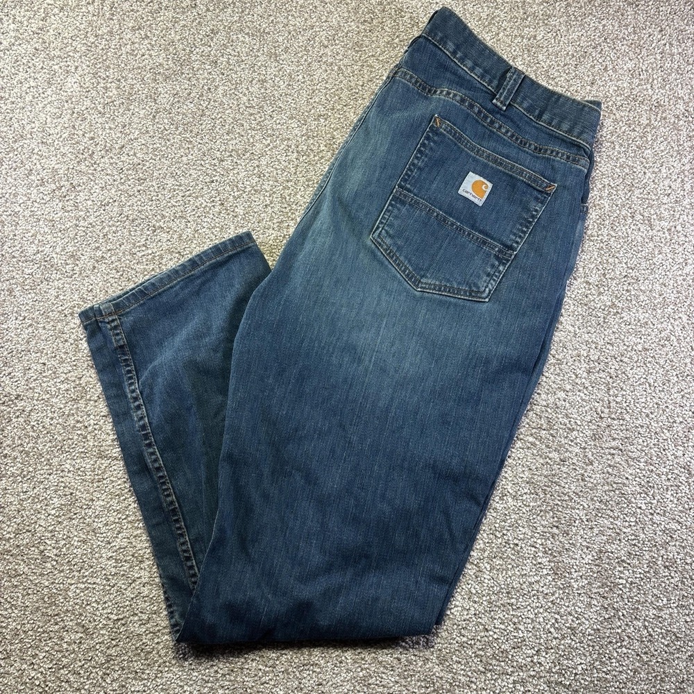 Carhartt Relaxed Fit Jeans Mens 40x32 Blue Medium Wash Straight‎ Denim Workwear